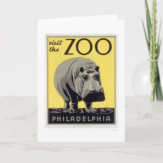 フィラデルフィアPA Zoo Hippo 1936 WPA カード (正面)
