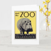 フィラデルフィアPA Zoo Hippo 1936 WPA カード (黄色い花)