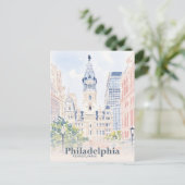フィラデルフィアUSAウォータカラートラベル ポストカード (スタンド正面)