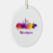 フィラデルフィアV2スカイライン水彩画 セラミックオーナメント (右)