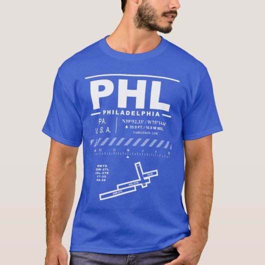 フィラデルフィ国際的ア空港PHL Tシャツ (正面)