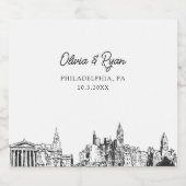 フィラデルフィ結婚アのパーソナライズされたシャンパンラベル スパークリングワインラベル (シングルラベル)