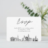 フィラデルフィ結婚アのミニマリストスケッチRSVP エンクロージャーカード (スタンド正面)