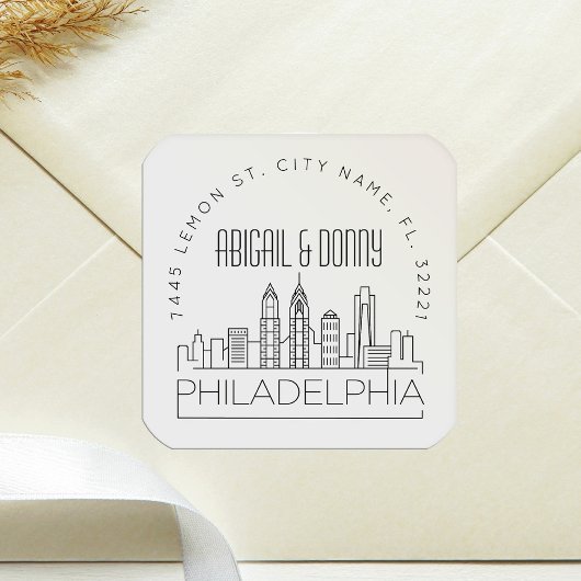 フィラデルフィ結婚アの |事前にアドレス指定された封筒用シール スクエアシール