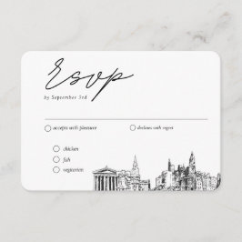 フィラデルフィ結婚アのRSVP伝統的食事オプション エンクロージャーカード