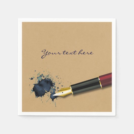 フィラー万年筆（インク入り） – 紙ナプキン スタンダードカクテルナプキン (正面)