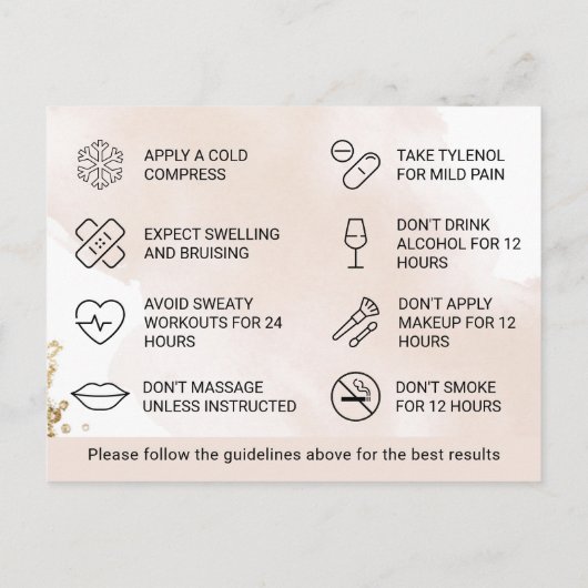 フィラーPostCardアフターケア指示 ポストカード (裏面)