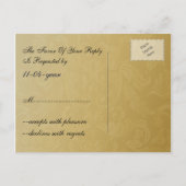 フィリエレガントグリー海軍金ゴールド結婚ズ インビテーションポストカード (裏面)