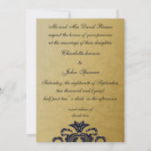 フィリエレガントグリー海軍金ゴールド結婚ズ 招待状 (裏面)