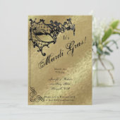 フィリグラマスクオン金ゴールドマルディグラスパーティー 招待状 (スタンド正面)