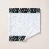 フィリグラースタイリッシュパタエレガントーン青白黒 バスタオルセット (ウォッシュタオル)