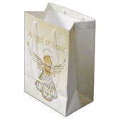 フィリグリーエンジェルオブグレイス金ゴールドグラデーション雪片 ミディアムペーパーバッグ (正面アングル)