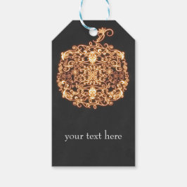 フィリグリーオレンジカボ白熱［赤熱］光を放つンプキンハローウィンパーティ ギフトタグ