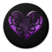 フィリグリーゴシックパープルハート セラミックノブ (正面)