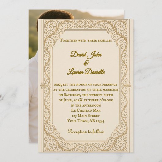 フィリグリーフルーアフォト結婚式招待状 招待状 (正面/裏面)