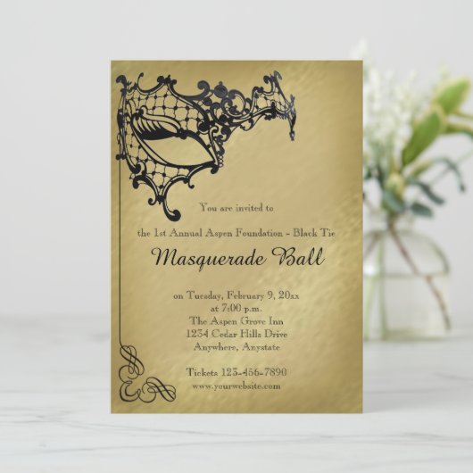 フィリグリーマスカレードマルディグラスボール招待状 招待状 (スタンド正面)