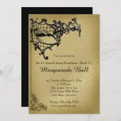 フィリグリーマスカレードマルディグラスボール招待状 招待状 (正面/裏面)