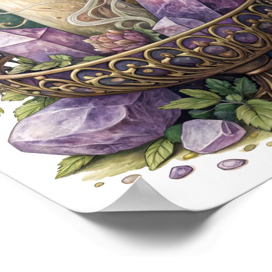 フィリグリー壷の紫色の結晶 ポスター (角)