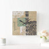 フィリグリー&鍵II スクエア壁時計 (ホーム)