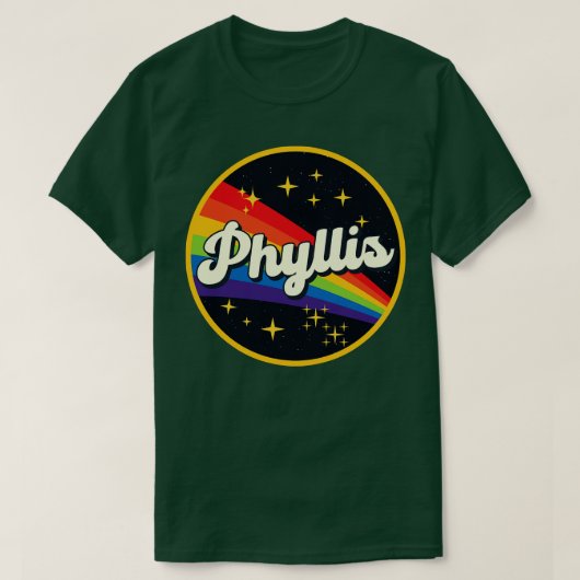 フィリスレインボーイン宇宙ヴィンテージスタイル Tシャツ (デザイン正面)