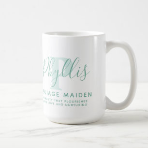 フィリス名の意味とPモノグラム緑の文字 コーヒーマグカップ