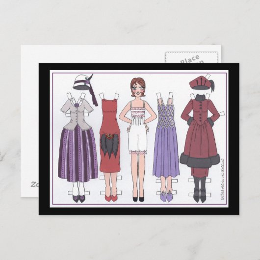 フィリス、20代アールデコ人形の紙 ポストカード (正面/裏面)