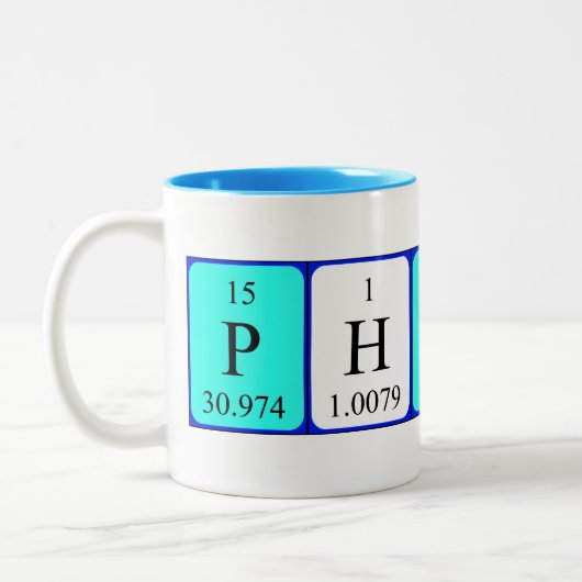 フィリップの周期表の名前のマグ ツートーンマグカップ (左)