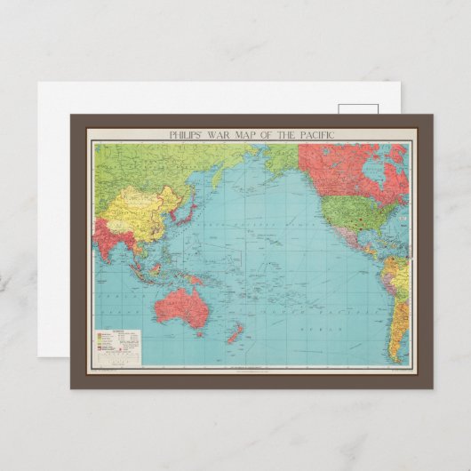 フィリップスの太平洋戦争地図1945 ポストカード (正面/裏面)