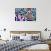 フィリップスバーグモンタナの国旗と花 キャンバスプリント (インサイチュ (寝室))