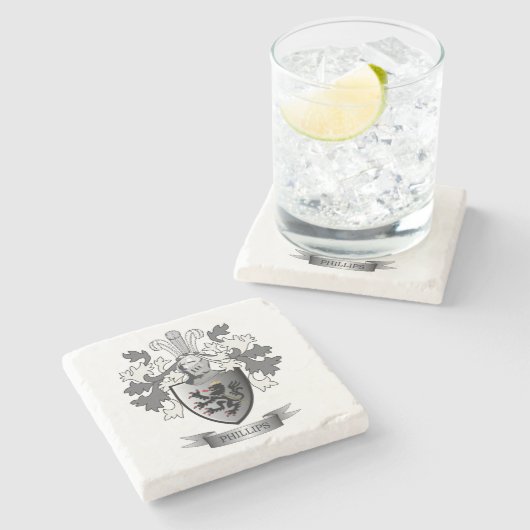 フィリップス家紋の紋章付き外衣 ストーンコースター (横)