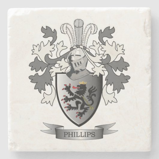 フィリップス家紋の紋章付き外衣 ストーンコースター (正面)