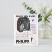 フィリップス1934ラジオのレトロアンティーク広告 ポストカード (スタンド正面)