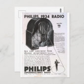 フィリップス1934ラジオのレトロアンティーク広告 ポストカード (正面/裏面)