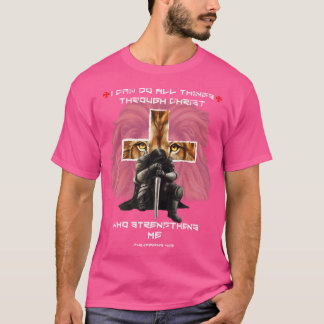 フィリップ413キリスト教聖句ライオン十字男性ハス Tシャツ