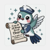 フィリップ4:13ネイビーセーラーハミングバードオーナメント メタルオーナメント (裏面)