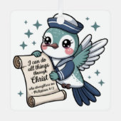 フィリップ4:13ネイビーセーラーハミングバードオーナメント メタルオーナメント (正面)