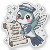 フィリップ4:13ネイビー・セーラー・ハミングバード・ステッカー シール (正面)