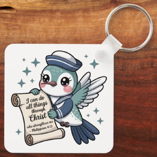フィリップ4:13海軍セーラーハミンバードキーチェーン キーホルダー (裏面)