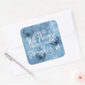 フィリップ4:13青かわいらし蝶デザイン スクエアシール (封筒)