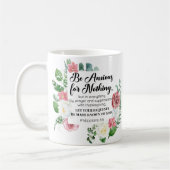 フィリップ4:6何もフローラを求めない コーヒーマグカップ (左)