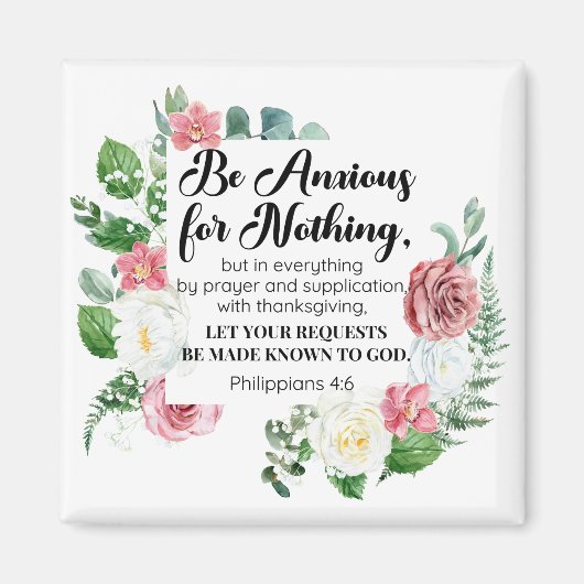 フィリップ4:6何もフローラを求めない マグネット (正面)