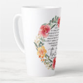 フィリップ4:8ピンクと黄色のフローラリース カフェラテマグ (左アングル)