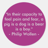 フィリップ・ウォルレン引用文 – 動物の権利活動家 ラウンドシール (正面)