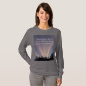 フィリピの人への手紙 4:13 キリスト教女性用長袖Tシャツ Tシャツ (正面フル)