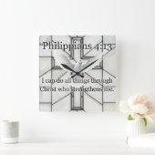 フィリピの人への手紙 4:13 聖書の詩の壁掛け時計 スクエア壁時計 (ホーム)