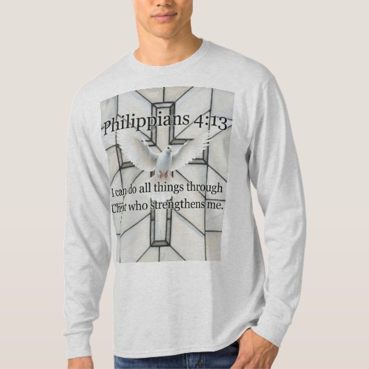 フィリピの人への手紙 4:13 聖書の詩 メンズ長袖Tシャツ Tシャツ (正面)