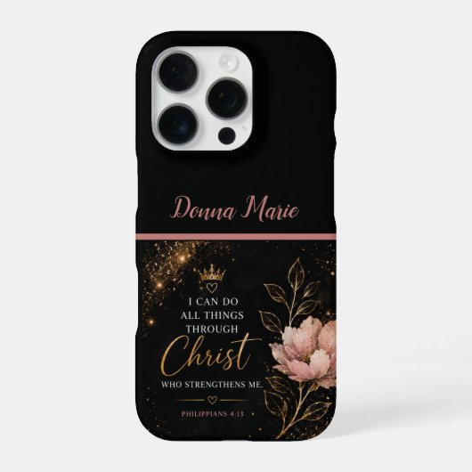 フィリピの人への手紙 4:13 花柄のキリスト教 iPhoneケース (裏面)