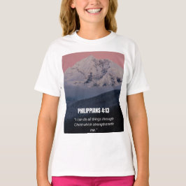 フィリピの人への手紙 4:13 KJV 聖書の詩 山と森 Tシャツ