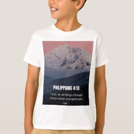 フィリピの人への手紙 4:13 KJV 聖書の詩 山と森 Tシャツ
