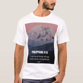 フィリピの人への手紙 4:13 KJV 聖書の詩 山と森 Tシャツ